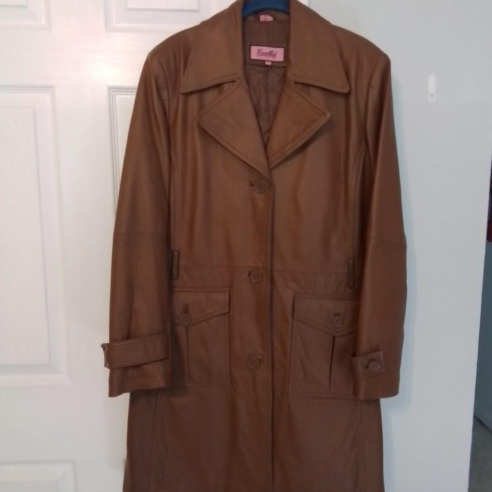Brown Leather Women's Coat
